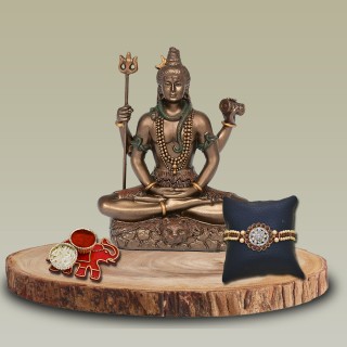 Rudraksh Rakhi for Bhai with Shiva Idol