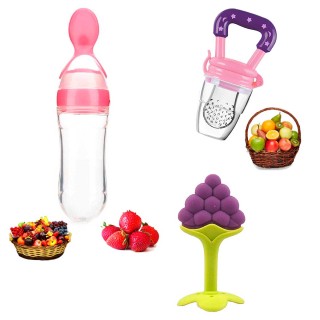 Feeding Bottle, Teether, Fruit Nibbler for Newborn Baby (Pack of 3)