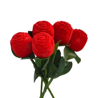 Artificial Red Velvet Ring Roses (Pack of 5)