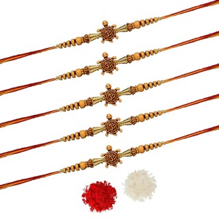 Om with Turtle Rakhi for Bhai Set of 5 - Good Luck Tortoise Rakhi