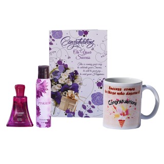 Congratulation Greeting Card With Coffee Mug And Perfume Set