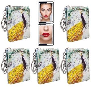Birthday Return Gifts for Girls - Peacock Mirror with Key Ring (Pack of 5)