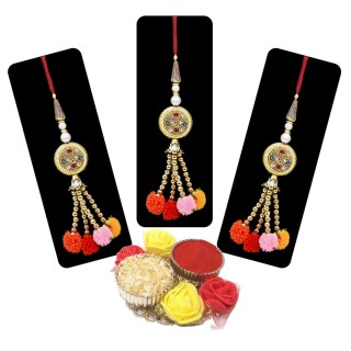 Designer Lumba Rakhi for Bhabhi Set of 3