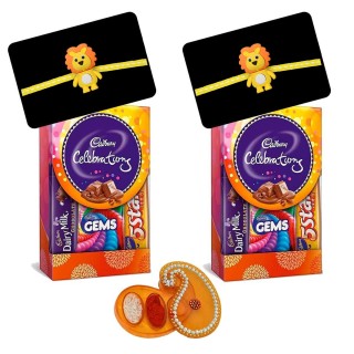 Set of 2 Cute Rakhi for Baby Girls with 2 Chocolate Celebration Pack