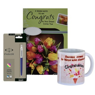 Congratulation Greeting card With Coffee Mug and Parker Pen