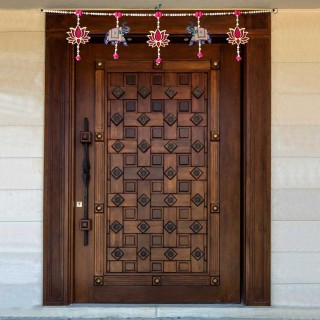 Lotus with Elephant Toran for Main Door, Home Mandir, Entrance Door