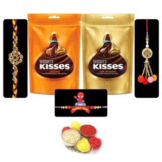 Set of 3 Rakhi with Chocolates - Rakhi for Brother and Bhabhi and Kid
