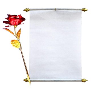 Unique Love Gift - Blank Scroll Card with Golden Red Rose