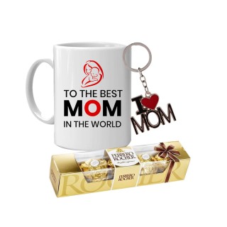 Gift for Mother- Coffee Mug, Ferrero Rocher Chocolate & Keychain