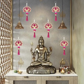Lotus Hanging for Decoration, Pooja Room Temple & Home Decor (Pack of 6)