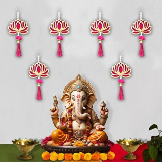 Lotus Hanging for Decoration, Pooja Room Temple & Home Decor (Pack of 6)