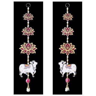 Lotus with Pichwai Cow Door Hanging for Home, Main Entrance, and Home Temple
