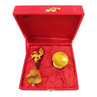 Gold Plated Diya and Bell Set with Gift Box for Return Gift