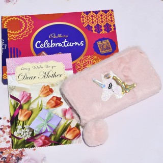 Best Gift for Mom - Greeting Card, Hand Wallet, Chocolate Celebration Pack