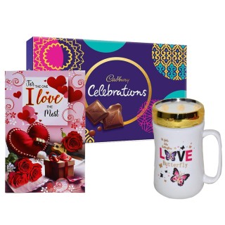 Love Gift for Women & Girls - Chocolate with Greeting Card and Ceramic Mug