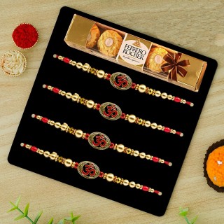 Om Rakhi Set Of 4 Combo For Brother With Chocolate Box