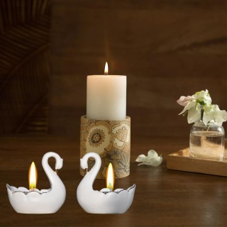 Swan Pair Candle Holder for Home Decor, Table, and Diwali Decoration