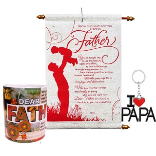 Useful Gift for Father - Scroll Card, Coffee Mug & I Love Papa Keychain