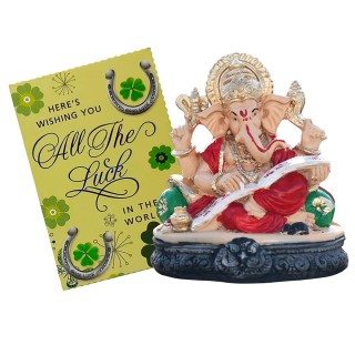 Best of Luck Gifts - All The Best Card and Lord Ganesha Idol - All The Best Gifts