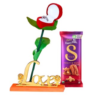 Valentine Gift for Girlfriend, Wife - Chocolate, Red Rose Ring Box for Propose Day, Promise Day, Rose Day - Love Gift
