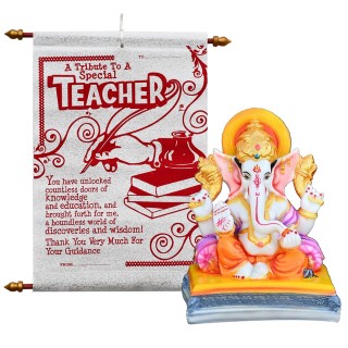 Gift for Teacher - Scroll Card and Ganesha Statue Showpiece