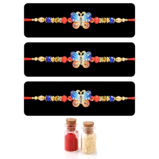 Designer Butterfly Rakhi Set for Sisters (Pack of 3)