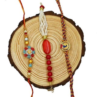 Rakhi for Bhai Bhabhi with Stone Bracelet