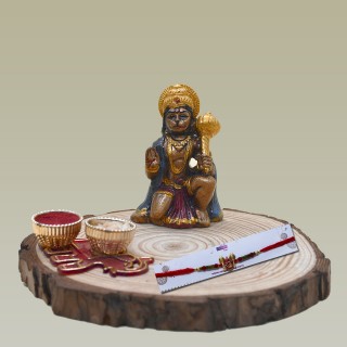 Religious Ram Rakhi for Brother with Lord Hanuman Idol and Chopra