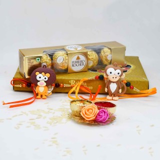 Rakhi for Kids Set of 2 with Chocolate Pack and Roli Chawal Chopra