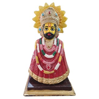 Khatu Shyam Ji Statue for Car Dashboard and Home Temple | Multicolor | Brass | 6 Inch