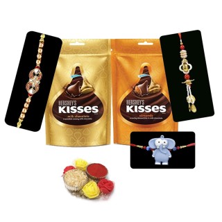 Stone Rakhi for Brother, Lumba Rakhi for Bhabhi and Light Rakhi for Kid with Chocolate