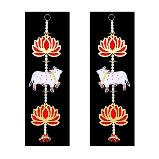 Lotus with Cow Wall Hanging for Entrance Door & Home Decoration