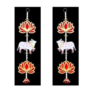 Lotus with Cow Wall Hanging for Entrance Door & Home Decoration