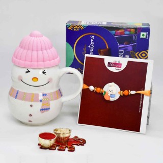 Kids Rakhi with Chocolate Celebration Pack and Snowman Mug, Roli Chawal Chopra