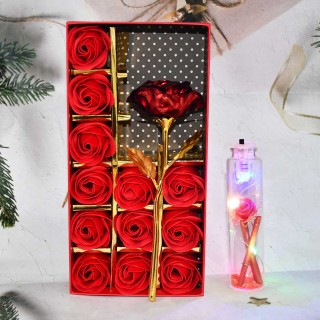 First Valentine Gift  Artificial Rose And Fragrance Roses with Lightning Mesage Bottle Gift