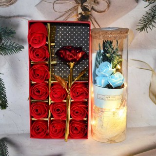 Romantic Scented Rose with Lightning Message Bottle Gift Combo