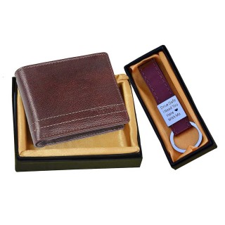 Gift for Men and Boys - Genuine Leather Wallet and Keychain - Birthday - Anniversary Gift