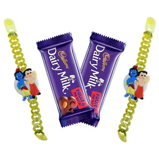 Chota Bheem with Krishna Light Rakhi with Chocolate (Pack of 2)