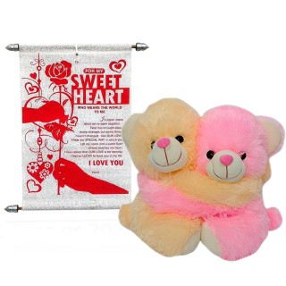 Love Gift for Wife, Girlfriend - Love Scroll Card, Couple Teddy Bear - Valentine Day - Birthday - Anniversary Gift