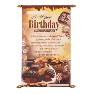 Happy Birthday Scroll Greeting Card - Multicolor