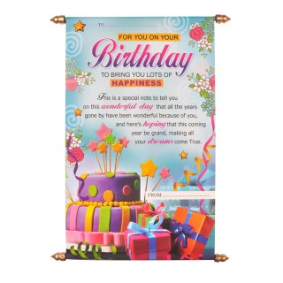 Birthday Scroll Card - Greeting Card - Multicolor