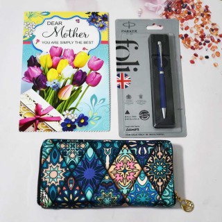 Useful Gift for Mother - Greeting Card, Women Hand Purse and Parker Folio Pen