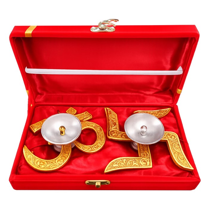 Om and Swastik Diya with Velvet Gift Box