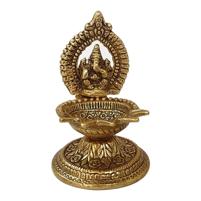 Brass Ganesha Idol with Diya