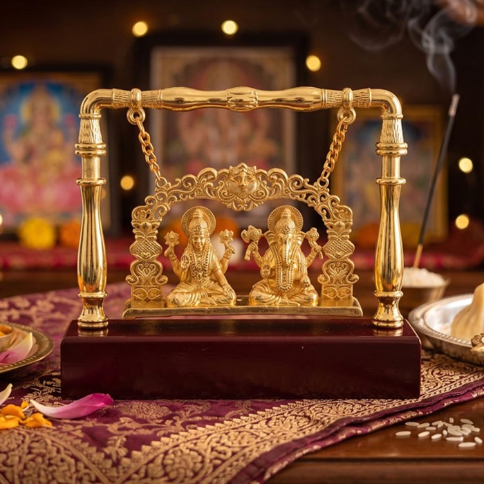 Metal Laxmi Ganesha Idol