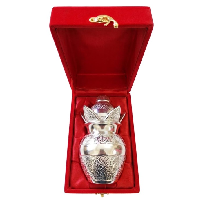 German Silver Kalash with Coconut and Mango Leaf Set Gift Box