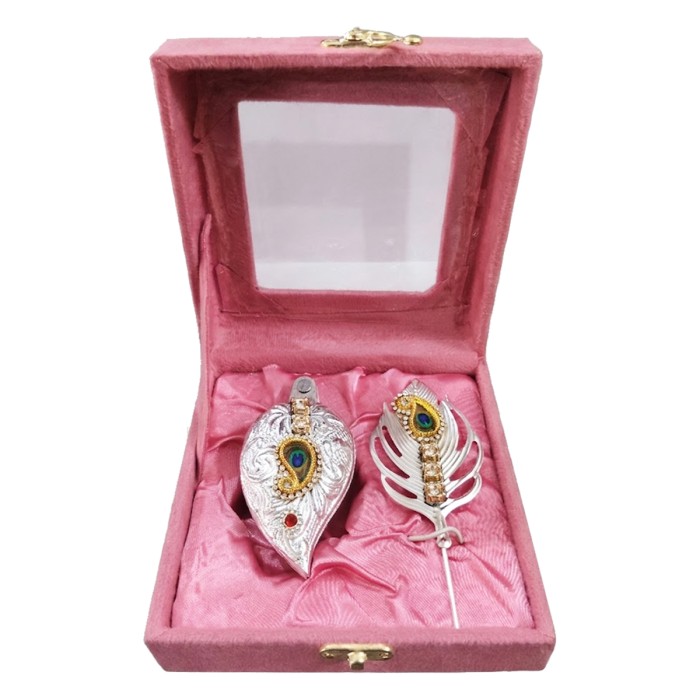 German Silver Plated Tilak Set with Stick Velvet Gift Box