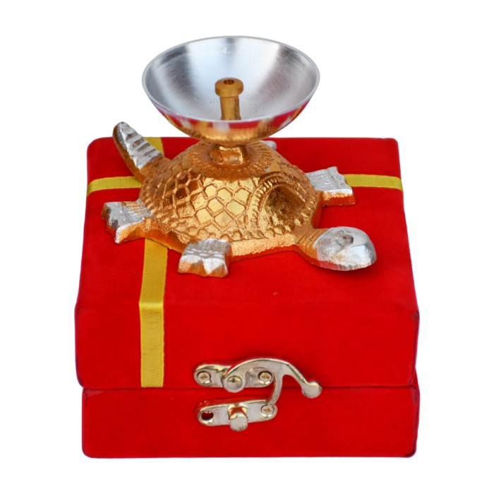 Tortoise Diya with Velvet Gift Box