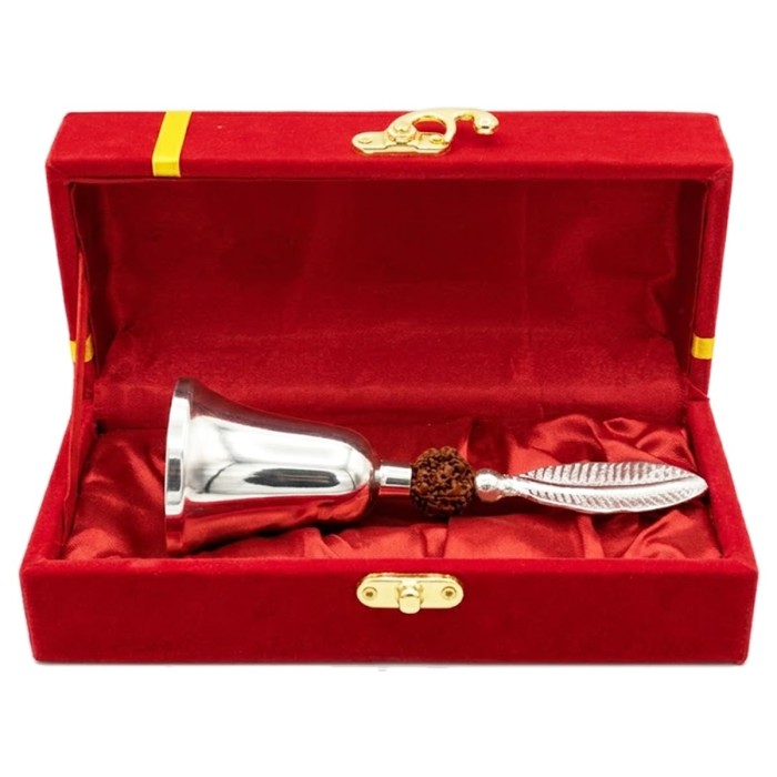 German Silver Plated Pooja Bell with Gift Box