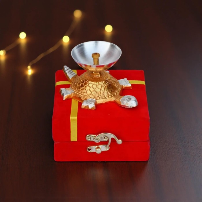 Tortoise Diya with Velvet Gift Box